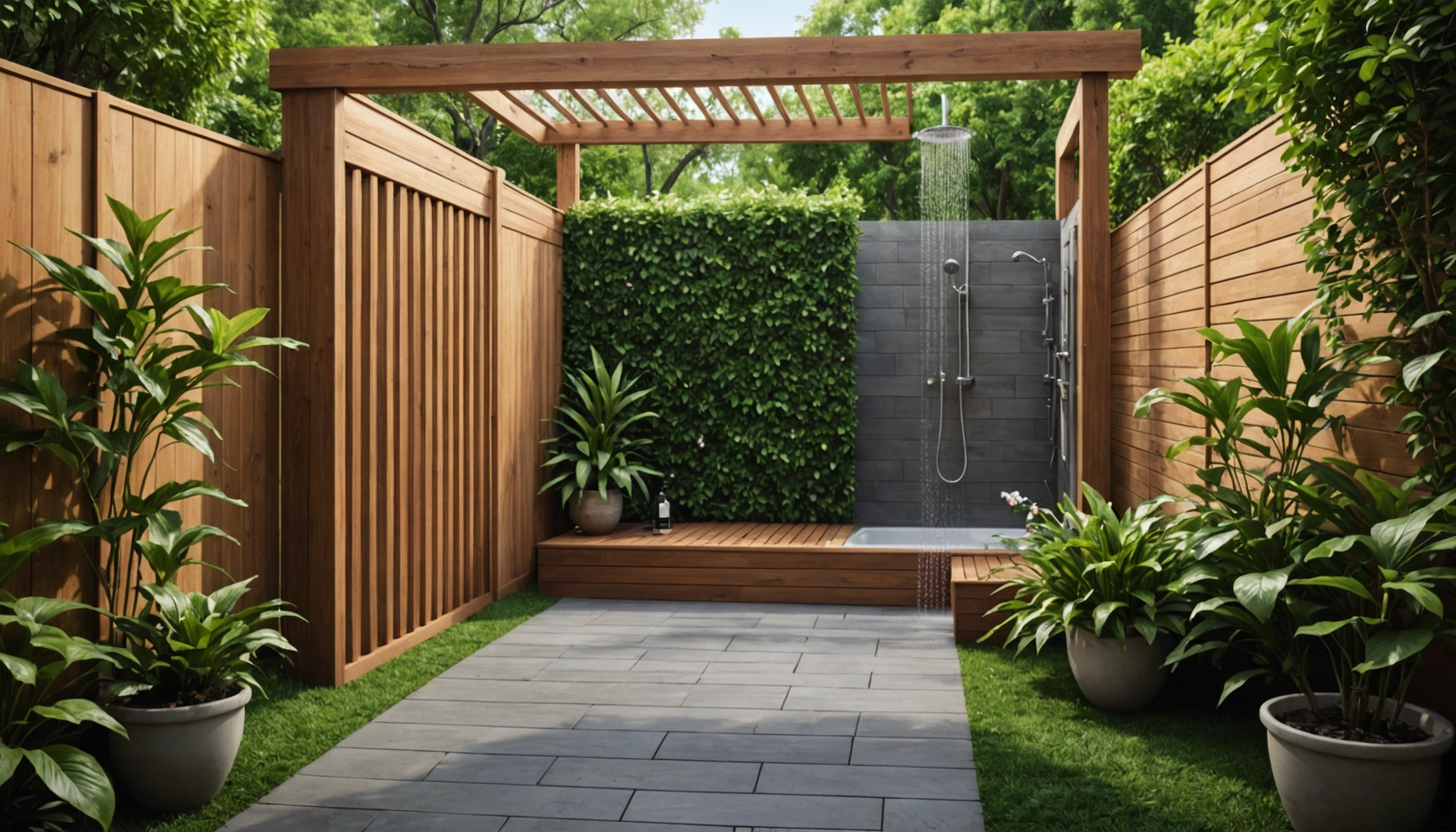 pare-vue pour douche de jardin
