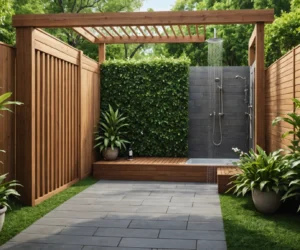 pare-vue pour douche de jardin