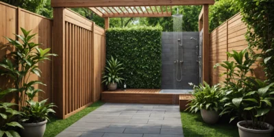 pare-vue pour douche de jardin