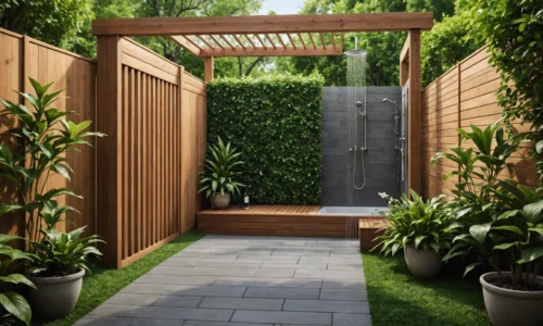 pare-vue pour douche de jardin